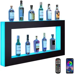 VEVOR Barregal Weinregal LED Beleuchtung Wandmontage 2-stufig 121cm Display