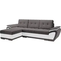 MIRJAN24 Ecksofa Enzo, Eckcouch mit Bettkasten und Schlaffunktion, Universal L-Form, Wohnzimmer (Farbe: Rico 23 + Soft 017) - Weiß/Braun