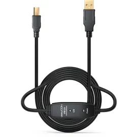 deleyCON 10m Akives USB Druckerkabel Scannerkabel Datenkabel USB 2.0 A-Stecker zu B-Stecker für Drucker Scanner Fax Multifunktionsdrucker Printer ... Schwarz