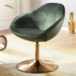 KADIMA DESIGN Loungesessel SIRAN Samt Grün / Gold 70x79x70 cm Design Drehstuhl, Clubsessel Polsterstuhl mit Armlehne, Drehsessel Cocktailsessel Lounge, Barsessel