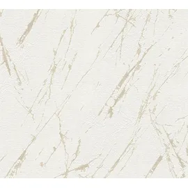 A.S. Création Vliestapete "Casual Living Marmor-Tapete Mustertapete Stein-Optik Steinoptik", weiß (weiß,champagner,metallic), B:0,53m H:0,02m L:10,05m, Vlies, Tapeten, Vliestapete Marmor für Schlafzimmer Küche Wohnzimmer Marmoroptik Flur