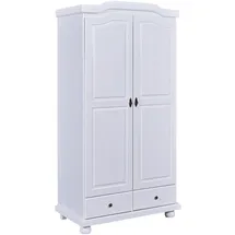 Interlink Inter Link Bauernschrank Dielenschrank Landhauschrank mit 2 Türen und 2 Schubladen Kiefer massiv weiss lackiert