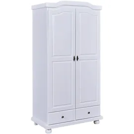 Interlink Inter Link Bauernschrank Dielenschrank Landhauschrank mit 2 Türen und 2 Schubladen Kiefer massiv weiss lackiert