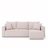 NEXTCOLLECTION Ecksofa VELO Schlaffunktion, weicher und angenehmer Stoff zum Anfassen, Bettzeugkasten, lose Rückenkissen Beige - Beige