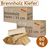 Flameup - Kiefer Brennholz Kaminholz Holz 60 kg Für Ofen und Kamin Kaminofen Feuerschale Grill Feuerholz Holzscheite Wood 33 cm kammergetrocknet