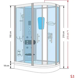 AcquaVapore Dusche Duschkabine D60-73T3R-EC Duschtempel Sauna 80x120 cm