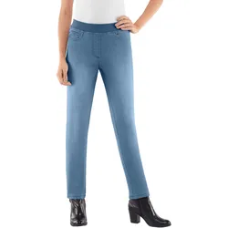 Schlupfjeans INSPIRATIONEN, Damen, Gr. 225, Extrakurzgrößen, blau (blau, bleached), 78% Baumwolle, 20% Polyester, 2% Elasthan, unifarben, lang, Jeans
