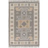 Atticgo Handwebteppich, Mehrfarbig, Grau, Beige, Naturmaterialien, Ethno, Rechteckig, 160x230 cm, Global Recycled Standard (Grs), antistatisch, für Fußbodenheizung geeignet, leicht zusammenrollbar, Teppiche & Böden, Teppiche, Naturteppiche