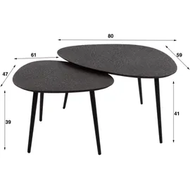 KAWOLA Lauca Schwarz Metall 59 x 41 x 80 cm