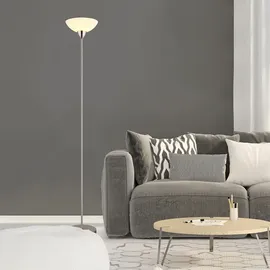 GLOBO Stehleuchte nickel matt, Deckenfluter Glasschirm opal, Stehlampe Wohnzimmerleuchte, Metall, Fernbedienung dimmbar, RGB LED 8,5w 806lm wamrweiß, Dxh 28x180 cm