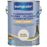 swingcolor 2in1 Flüssigkunststoff / Fußbodenfarbe RAL 9001 6151.D2,5.9001 (Cremeweiß, 2,5 l, Seidenmatt)