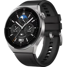 Huawei Watch GT 3 Pro 46 mm titangrau Flouroelastomer Armband schwarz
