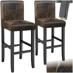 tectake® Barhocker, gepolstert mit Rückenlehne, Stuhlbeine aus Massivholz, Sitzhöhe 76 cm