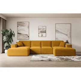 altdecor Wohnlandschaft, Gelb, 6-Sitzer, U-Form, 344x73x165 cm, Wohnzimmer, Sofas & Couches, Wohnlandschaften, Wohnlandschaften in U-Form