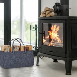 Relaxdays Kaminholztasche Filz 28 l 2er Set grau