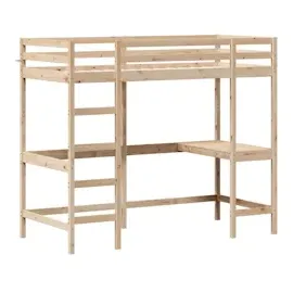 vidaXL Hochbett mit Schreibtisch 90x200 cm Massivholz Kiefer
