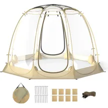 Costway Pop Up Bubble Zelt 265x265cm, PVC Zelt für 5-6 Personen, Blasenzelt wetterfest tragbar, Campingzelt Outdoor transparent - Transparent
