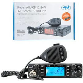 PNI Escort CB 9001 PRO ASQ Einstellbares CB-Radio, AM-FM, 12V/24V, 4W, Scan, Dual Watch, ANL, Mehrfarbenbildschirm
