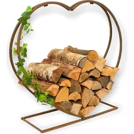 DanDiBo Ambiente Kaminholzregal Innen Metall Herz Kaminholzständer 2013221 XL 78 cm Holzkorb Kaminholzhalter Holzregal Feuerholzhalter Deko