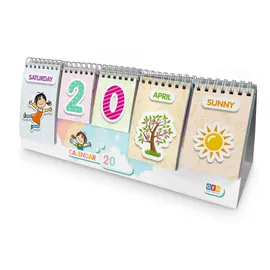 Editorial GEU Kinder Kalender -Zeitlos Illustrierte Karten Zum Lernen dem Datum, der Wochentage - Monate Jahre und Jahreszeiten - Kombinierbare Wimpern - Für Kinder ab 5 Jahren (Englisch)