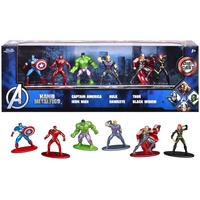 Jada Toys Marvel Avengers Figuren (6 Stück) - Diorama-Set mit 6 Nano-Sammelfiguren aus Metall (Captain America, Iron Man, Hulk, Hawkeye, Thor & Black Widow) für Fans und Sammler ab 3 Jahre, je 4 cm