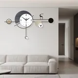 Minimalistisch Modern Wanduhr, Große Kreativität Design Wanduhren, Quarzuhr mit Pendel Ohne Tickgeräusche Lautlos Dekorative, Pendeluhr für Wohnzimmer Schlafzimmer Büro Küche