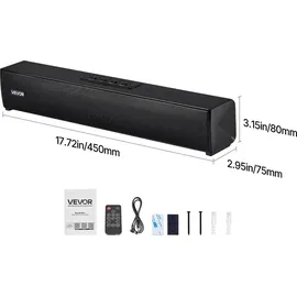 Vevor Soundbar für Smart TV, 2.0-Kanal, 450 mm kompakte TV-Lautsprecher für Projektor, Bluetooth-AUX-Anschluss, Fernbedienung, 80-W-Surround-Soun...