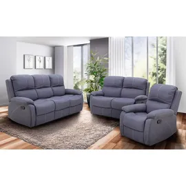 Femo Sessel FM-3231 Mikrofaser 139 x 101 x 94 cm Graublau mit Relaxfunktion