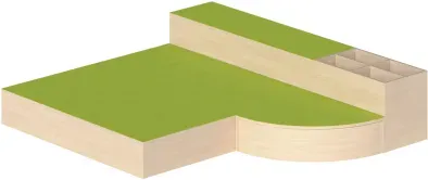Podestanlage 8, 4teilig, mit Linoleum-Deckplatten