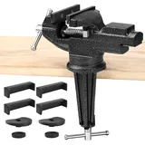 Tisch-Schraubstock, 8,4 cm, universell, drehbar, um 360 ° drehbar, zum Klemmen, Tischschraubstock mit Schnellverstellknopf für Holzbearbeitung, Bohren, Sägen, Metallarbeiten
