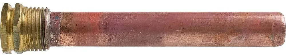 Tauchhülse in 3-Form aus Messing/Kupfer mit DN 15 (1/2''), Ø 15 × 16 mm und Rohrlänge 150 mm