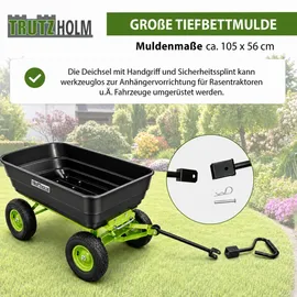 Trutzholm Bollerwagen mit Kippfunktion 400kg 125 L grün