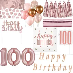100. Geburtstag roségold Deko Geburtstagsdeko Zahl Frau Partyset