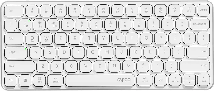 Rapoo E9050L 75% kabelloses Membran-Tastatur, US-QWERTY-Layout, Multi-Mode, ultradünn, 78-Tasten Multi-Device kabelloses Tastatur, 2,4 GHz/Bluetooth 5.0/4.0 kabelloses Tastatur für Windows/Mac/Linux/Chrome, unterstützt 4 Geräte, kompakt und stilvoll, geeignet für High-End-Büronutzer – Weiß