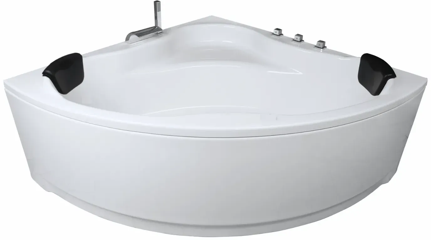 Eckbadewanne 140x140 cm, Einbau für 2 Personen, glasfaserverstärktes Sanitäracryl, Caribia RIO Badewanne, Made in Germany