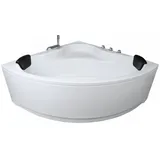 Eckbadewanne 140x140 cm, Einbau für 2 Personen, glasfaserverstärktes Sanitäracryl, Caribia RIO Badewanne, Made in Germany