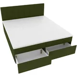 Boxxx Boxbett, Grün, Kunststoff, H3, Höhe ca. 19 cm, 180x200 cm, Topper durchgehend, Matratze geteilt, Schlafzimmer, Betten, Doppelbetten