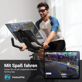 Merach - Heimtrainer Fahrrad, magnetisches Fitnessbike mit APP für Zuhause, Bis 158kg leise,