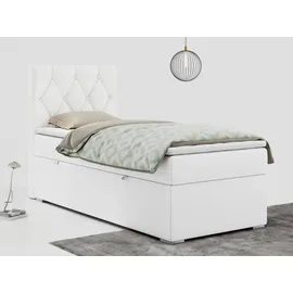 MKS Meble MKS Boxbett, Weiß, Textil, 1-Sitzer, H3, Rechteckig, 90x200 cm, Schlafzimmer, Betten, Boxspringbetten