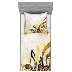 Bettwäsche bedrucktes 2-teiliges Bettwäscheset, Abakuhaus, Microfaser, Musik Braut Hochzeit Blumen braun|gelb 140 cm x 200 cm