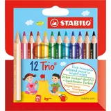 Stabilo Dreikant-Buntstift - STABILO Trio dick kurz - 12er Pack - mit 12 verschiedenen Farben