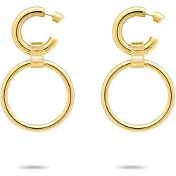 Paar Creolen LIEBESKIND BERLIN "Schmuck Geschenk Edelstahl Ohrringe The D-Link Statement", gold (gelbgoldfarben), Ohrringe, Damen, Edelstahl