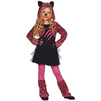 NET TOYS Niedliches Katzenkostüm für Mädchen - Pink-Schwarz 5-6 Jahre, 110-115 cm - Entzückende Kinder-Verkleidung Kinderkostüm Katze - Perfekt geeignet für Fasching & Karneval