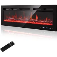 PURFINO 50"/127cm Elektrokamin Wandkamin - Einstellbare 12 Farben LED Flamme & Knistereffekt, 900W/1500W Elektro Kamin mit Heizung und 15-30°C Thermostat, Intuitiver Touchscreen & Fernbedienung