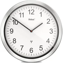 MEBUS Funkwanduhr 45,0 cm 14121 silber/weiß
