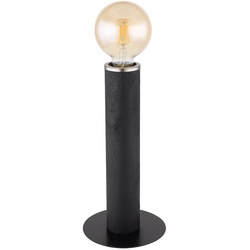 Tischlampe Holz Tischleuchte Leselampe Holzstamm Schlafzimmerlampe 1 flammig schwarz, Metall, 1x E27 Fassung, DxH 15x30,5 cm