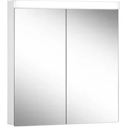Schneider Spiegelschrank LOB 70/2/LED – Weißer LED-Spiegelschrank mit Aluminiumkorpus