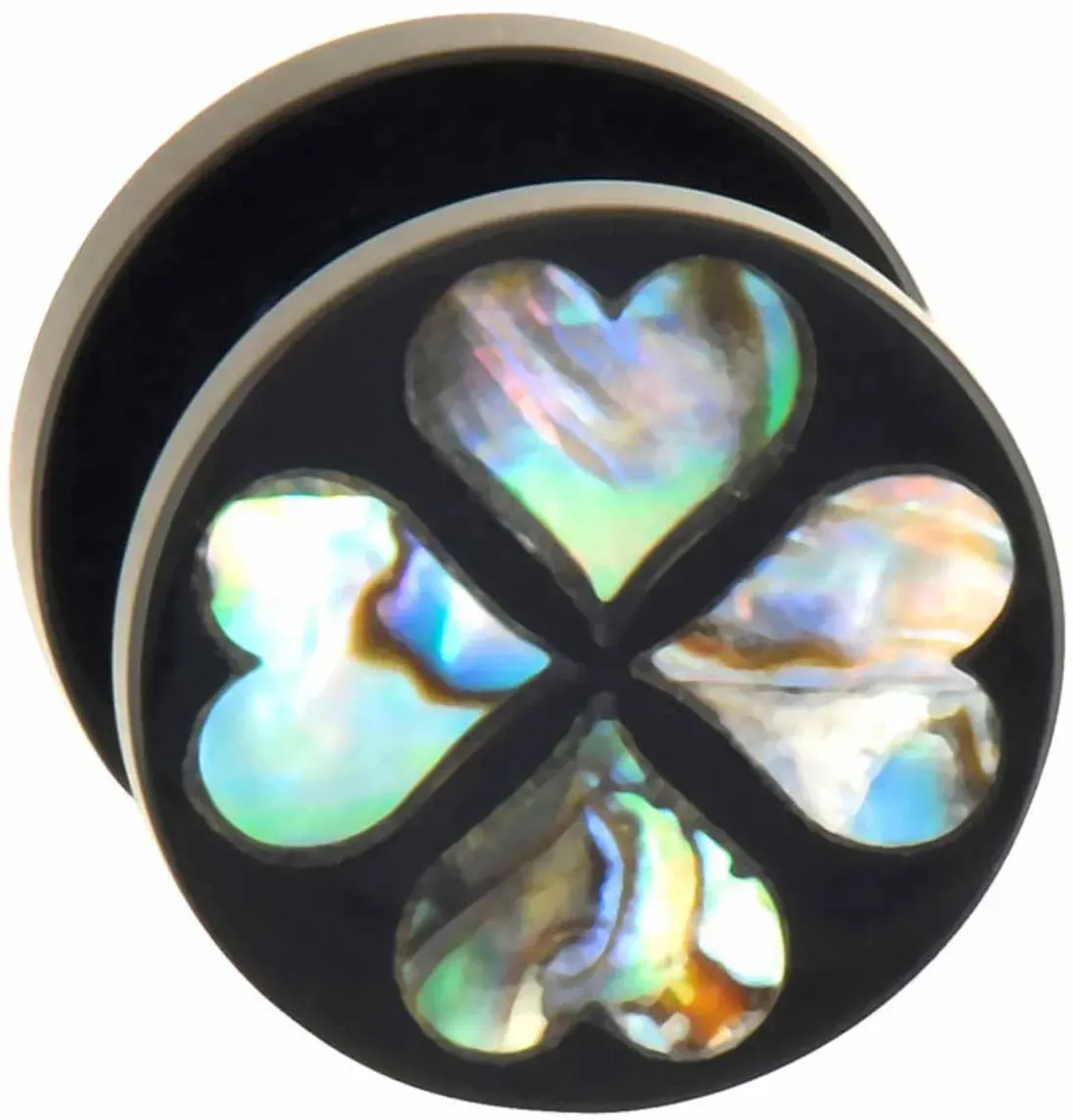 Acryl Plug mit Abalone-Muschel VIER HERZEN