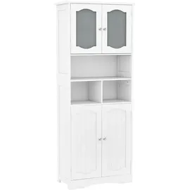 Costway Hochschrank 4 Türen 0 x 0 cm Weiß Glas/Holz/MDF