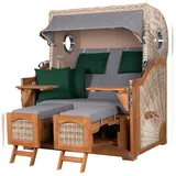 Mr. Deko bene,iving Strandkorb Komplettset Ammersee Grande XL Teak PE shell Modell 571 inkl. Liftersystem